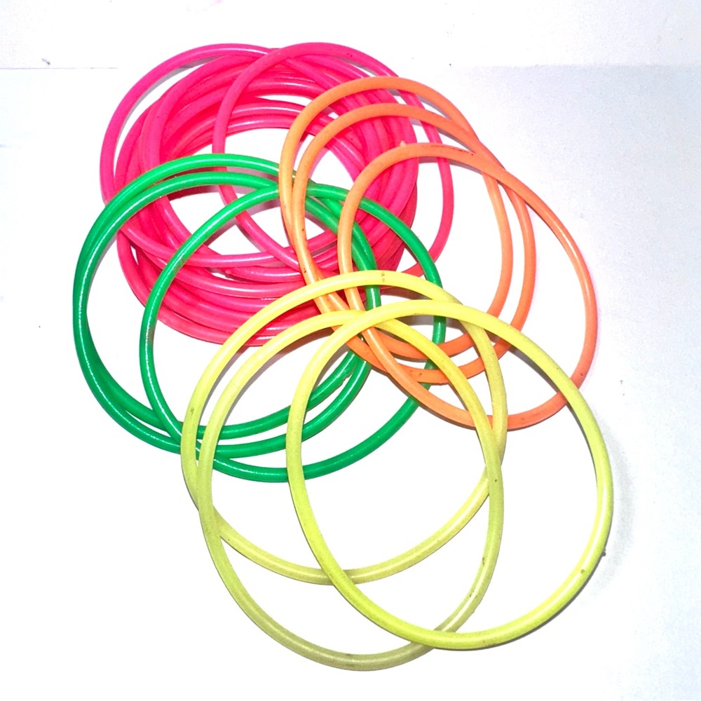 Vintage Topshop Jelly Bracelets Rubber Neon Pink Green Yellow Green Orange